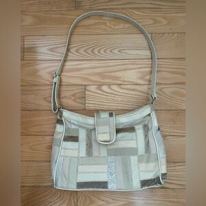 Vintage 70s patchwork leather handbag